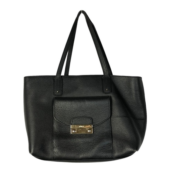 Furla Black Pebbled Leather Julia Tote Shoulder Bag - Picture 1 of 7